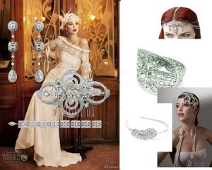 Art Deco wedding earrings, headbands, jewellery