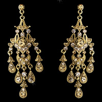 Gold wedding chandelier earrings, gold bridal jewellery