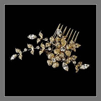 Gold crystal wedding hair comb, gold bridal accessories