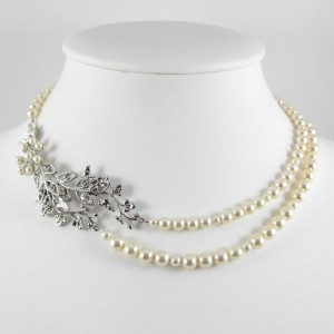 vintage bridal pearl necklace, pearl wedding jewellery
