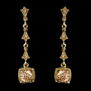 Gold Art Deco wedding earrings, gold bridal jewellery