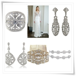 Art Deco wedding jewellery, Art Deco bridal hair accessories 