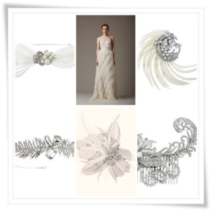 feather wedding hair accessories, bridal hair combs