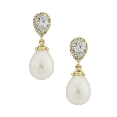 Pearl drop wedding earrings